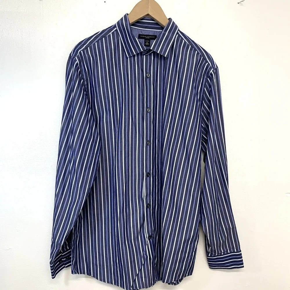 Banana Republic Long Sleeve Button Front Shirt Men Xl Slim Fit Lot /2 Non Iron